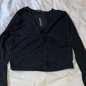 NWT PLT Tie Front Crop Top